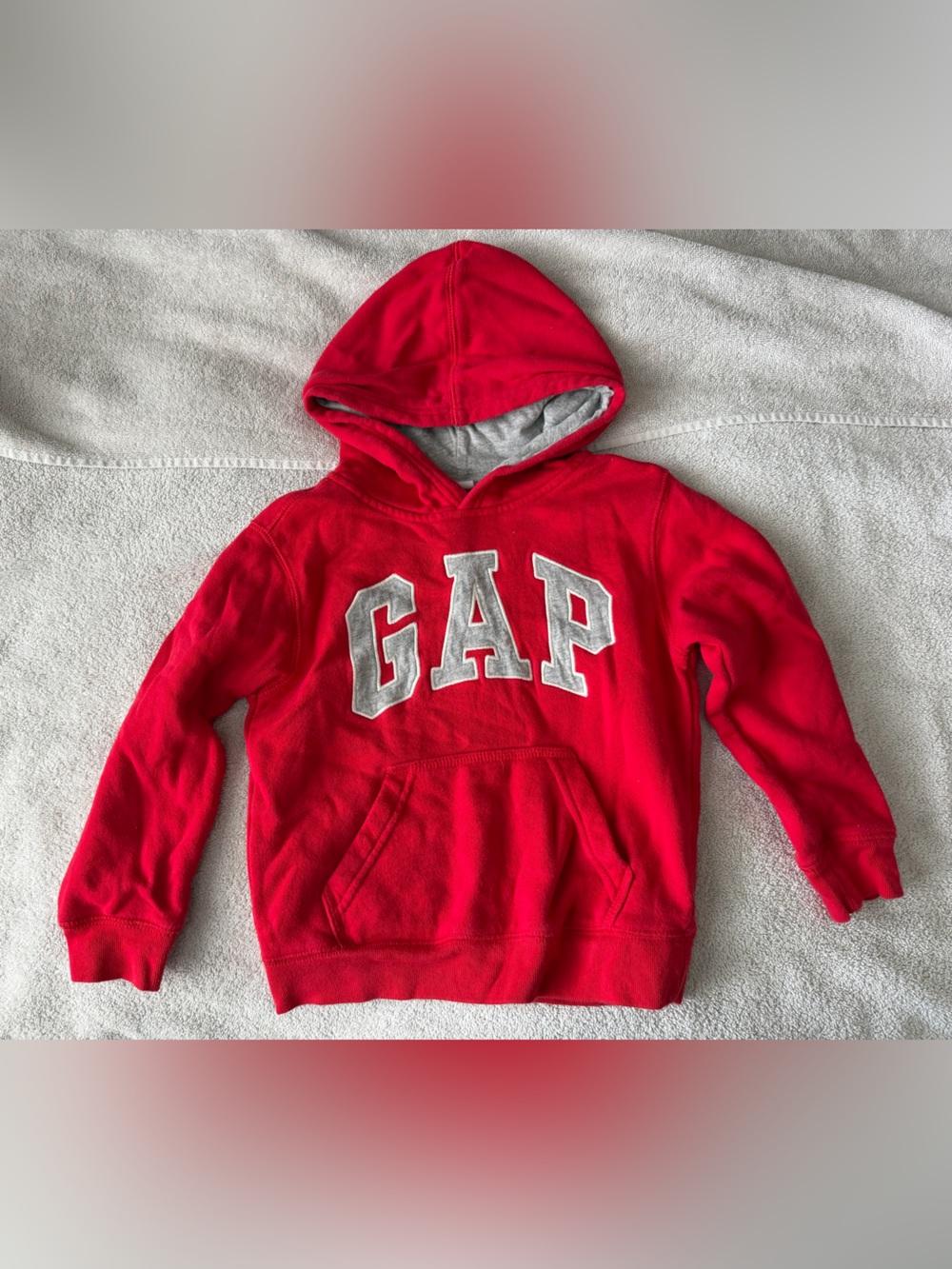 GAP Red Kids Hooded Sweatshirt with Gray Lined Hood